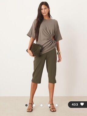 ASOS Design Tailored Capri Pants In Khaki Green